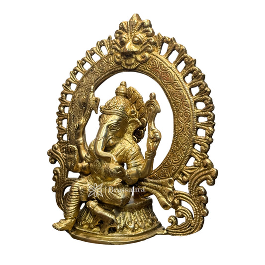 Brassaura™ Brass Ganesha Murti – Height 11.8 inches & Weight 2.5 kgs | Large Ganpati Statue for Pooja & Home Décor