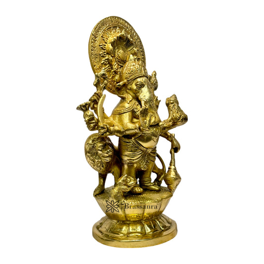 BrassAura Standing Ganesha StatueBrass Murti oflord Ganpati Ashtabhuja-Dhari 4 Kg