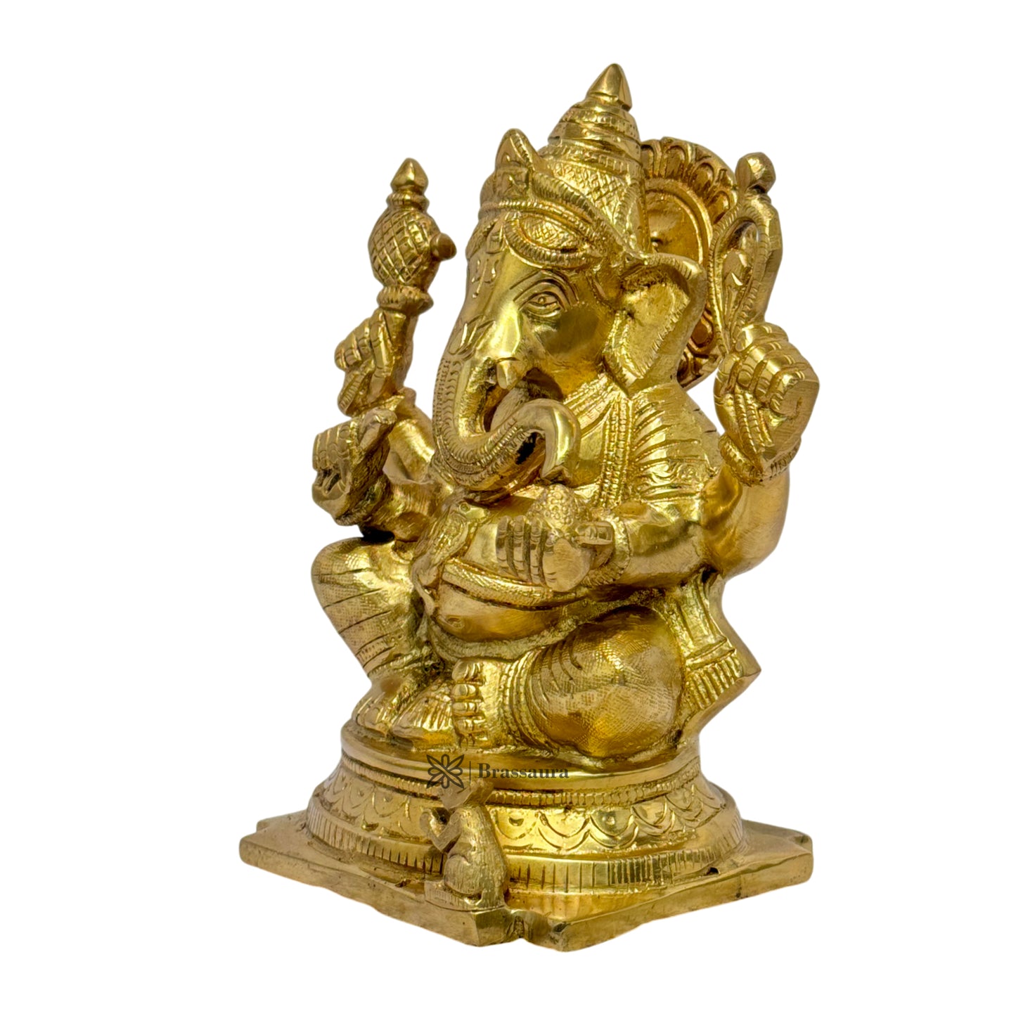 Brass Golden Sitting Ganesha Home and Decor Weight 2.3 Kg Height 23 cm