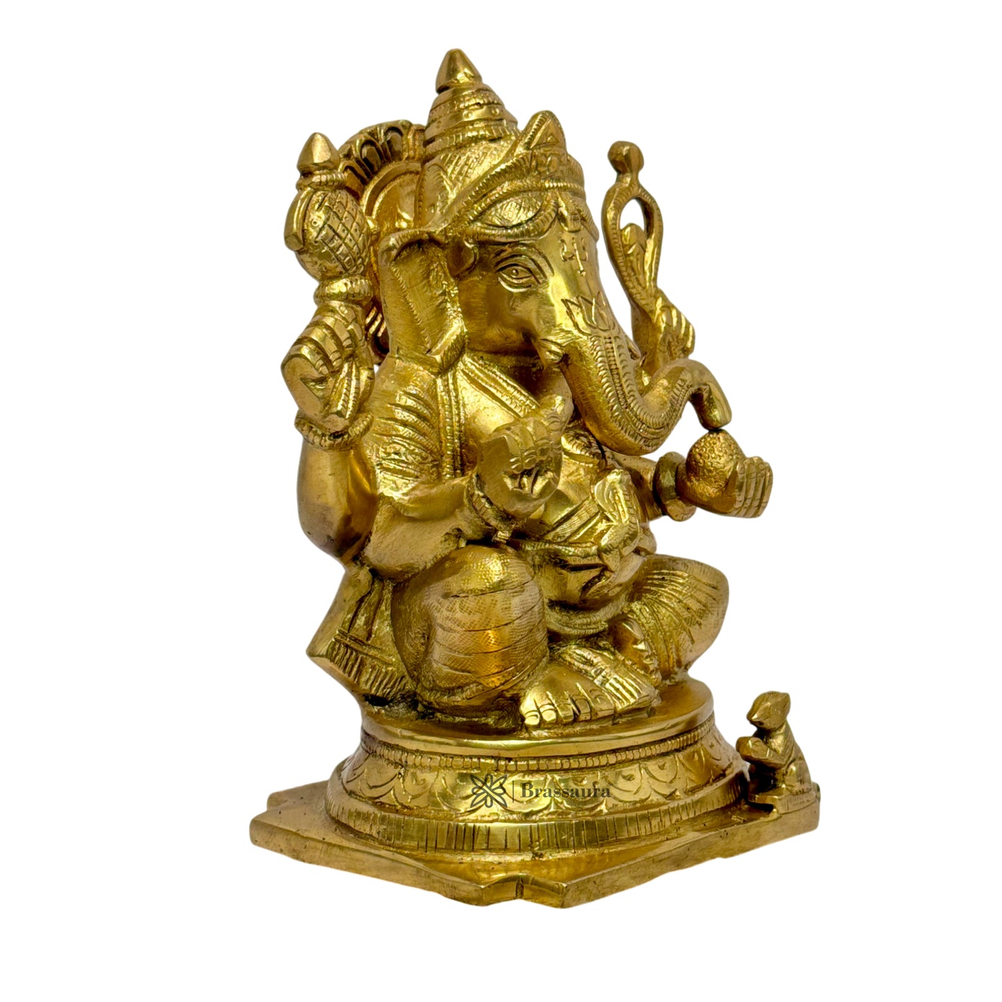 Brass Golden Sitting Ganesha Home and Decor Weight 2.3 Kg Height 23 cm