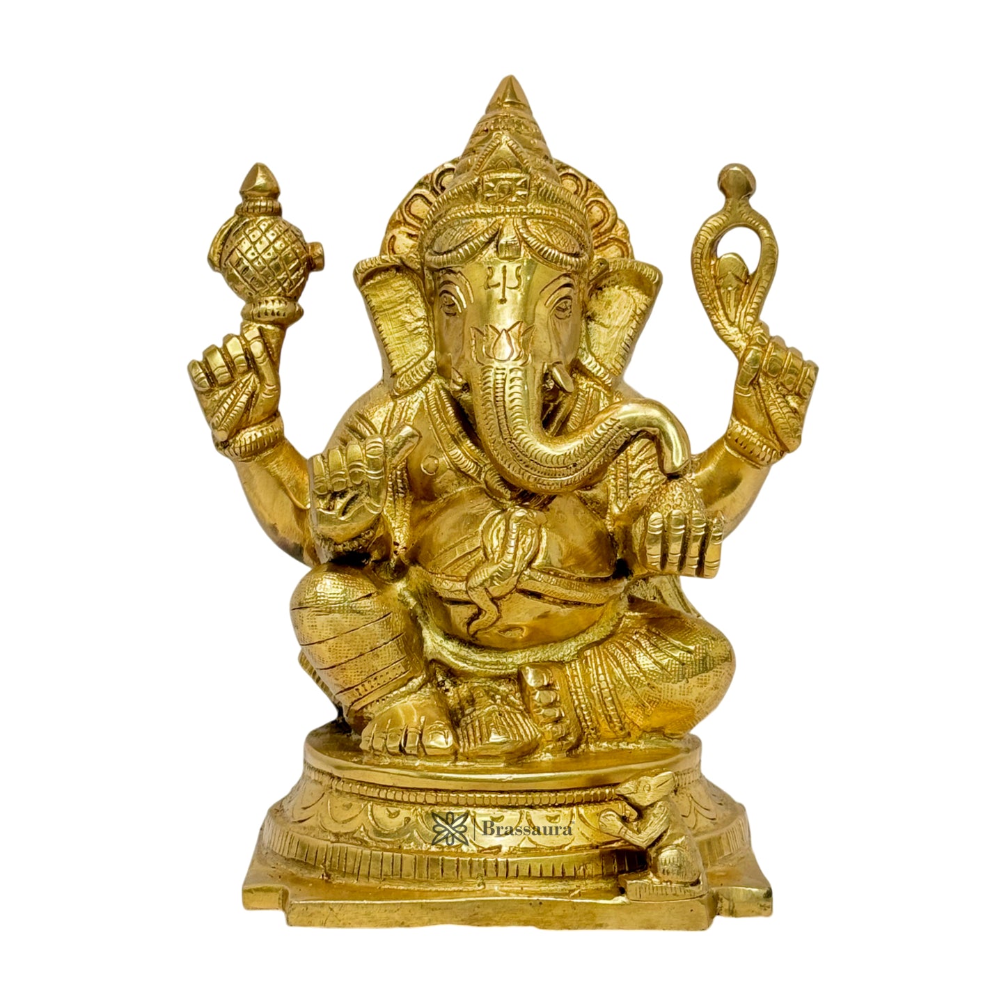 Brass Golden Sitting Ganesha Home and Decor Weight 2.3 Kg Height 23 cm