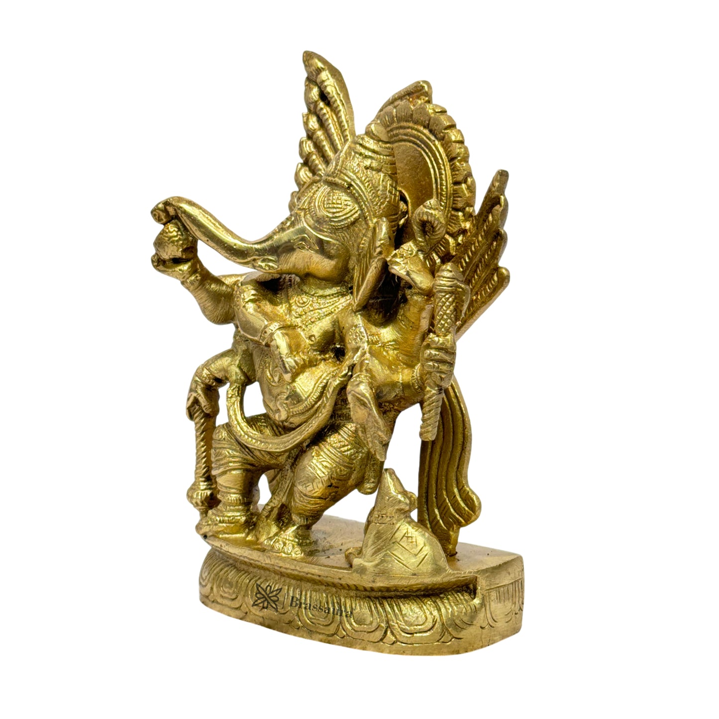 Brassaura™ Brass Small Thrones Ganesha Statue – Height 8 inches & Weight 1.9 kgs | Ganpati Murti for Pooja & Home Décor