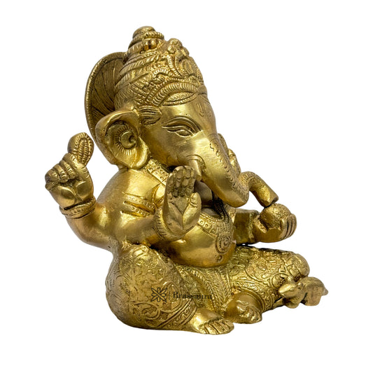Brassaura™ Brass Quality Ganesha Statue – Height 10 inches & Weight 2.1 kgs | Ganpati Murti for Pooja & Home Décor