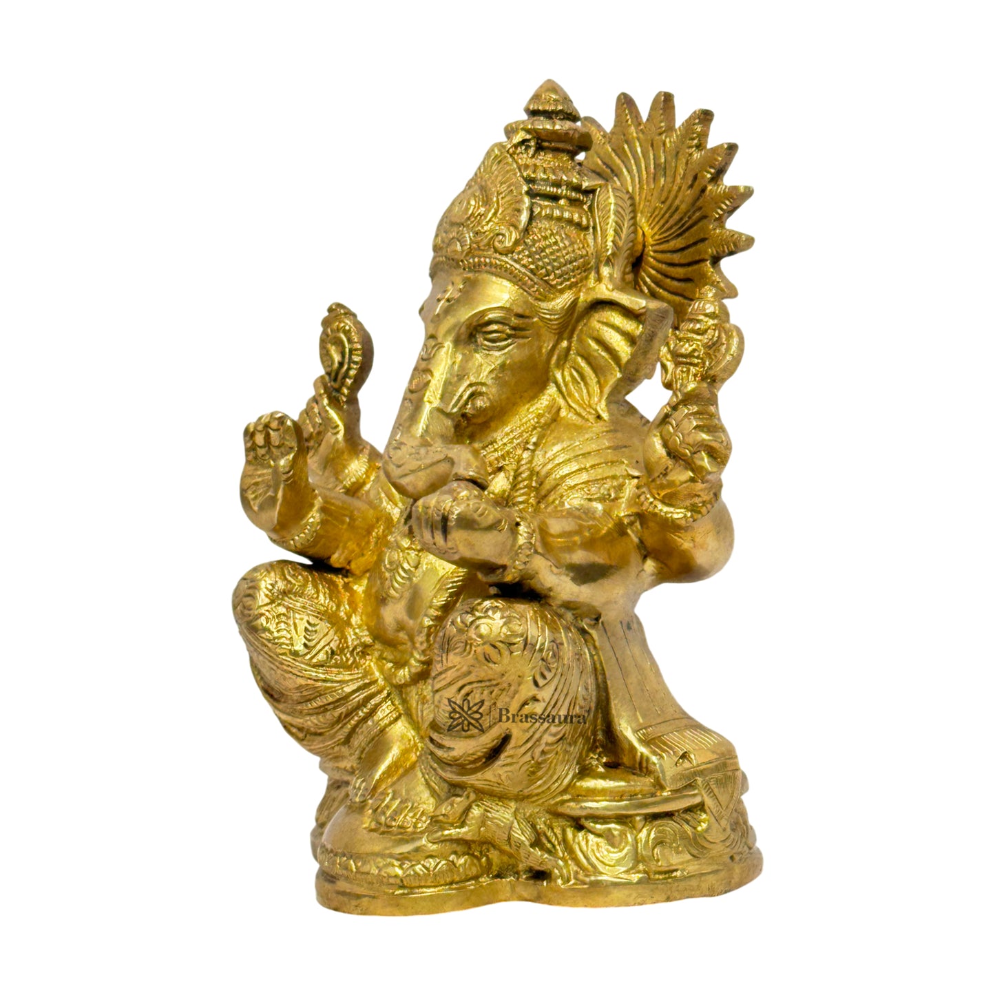 Brassaura™ Brass Ganesha Murti – Height 8 inches & Weight 1.7 kgs | Ganpati Idol for Home & Pooja Room
