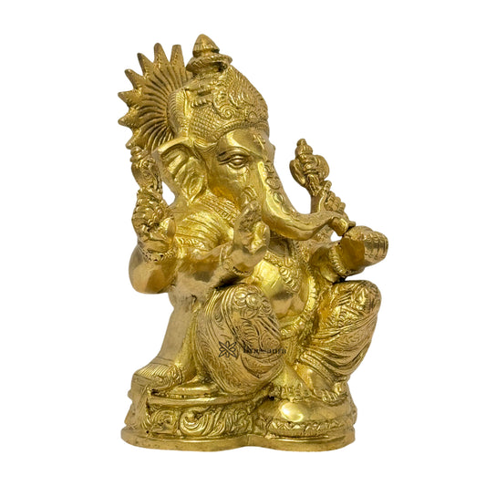 Brassaura™ Brass Ganesha Murti – Height 8 inches & Weight 1.7 kgs | Ganpati Idol for Home & Pooja Room
