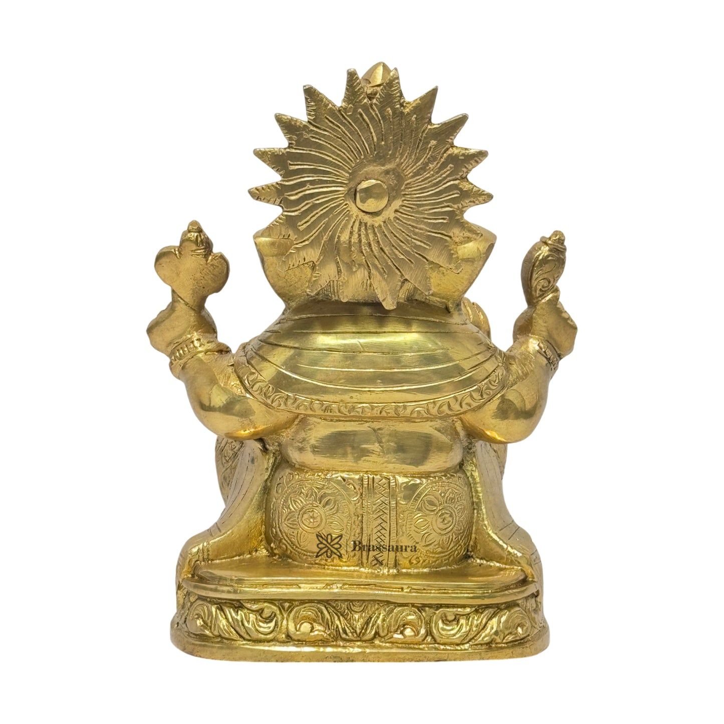 Brassaura™ Brass Ganesha Murti – Height 8 inches & Weight 1.7 kgs | Ganpati Idol for Home & Pooja Room
