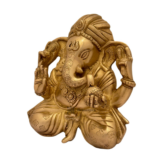 Brassaura™ Brass Wall Hanging Ganesha Murti – Height 9.8 inches & Weight 2.8 kgs | Ganesh Bhagwan Statue for Home & Pooja Room