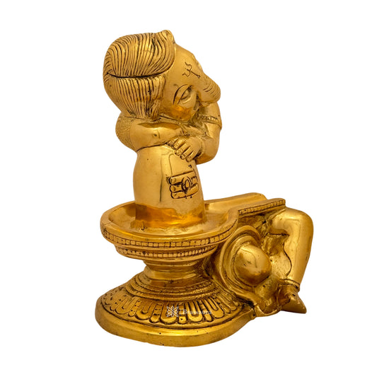 Brassaura™ Brass Ganesha Statue – Height 8.3 inches & Weight 4.4 kgs | Traditional Ganpati Murti for Home & Pooja Room