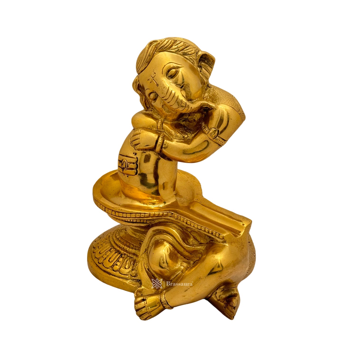 Brassaura™ Brass Ganesha Statue – Height 8.3 inches & Weight 4.4 kgs | Traditional Ganpati Murti for Home & Pooja Room