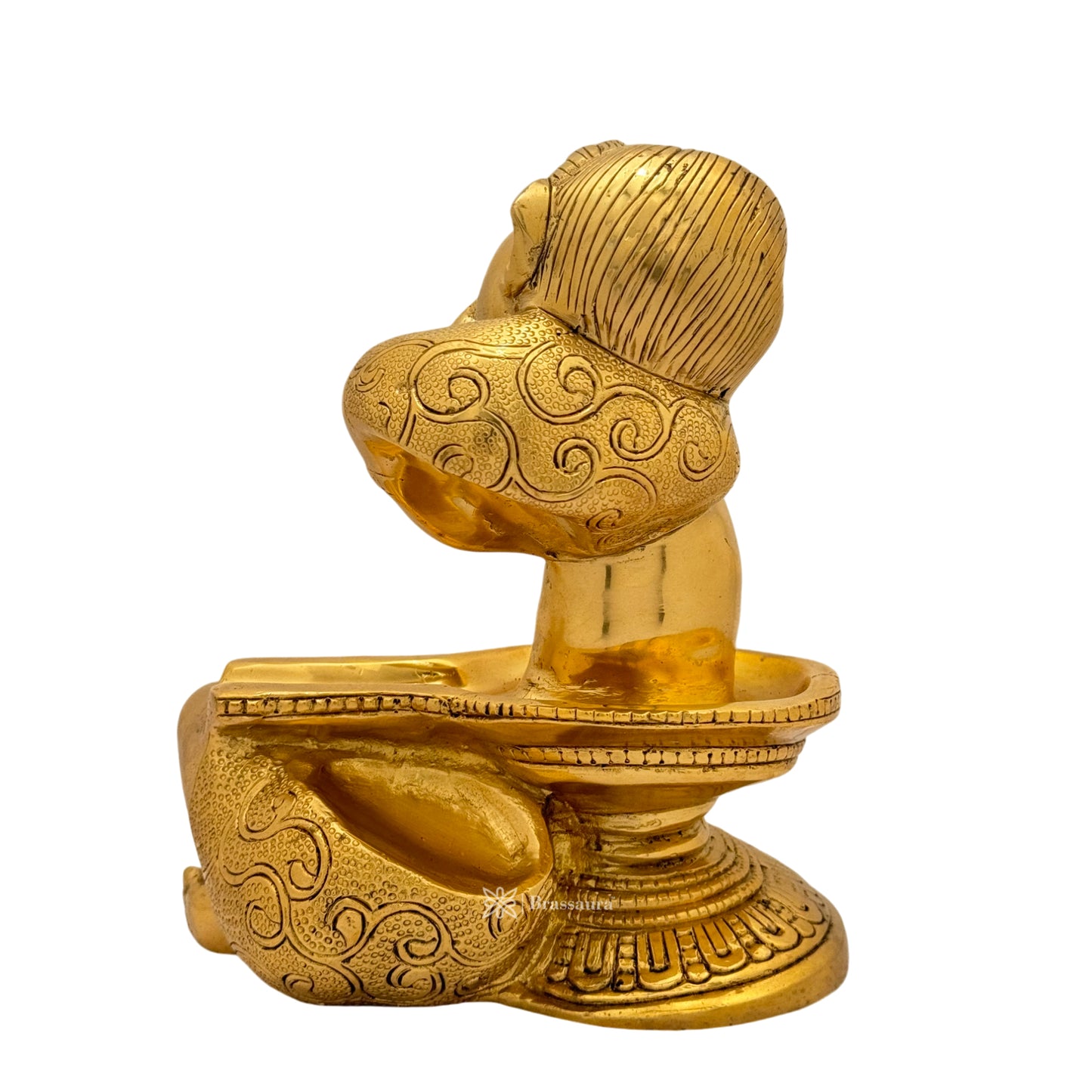 Brassaura™ Brass Ganesha Statue – Height 8.3 inches & Weight 4.4 kgs | Traditional Ganpati Murti for Home & Pooja Room