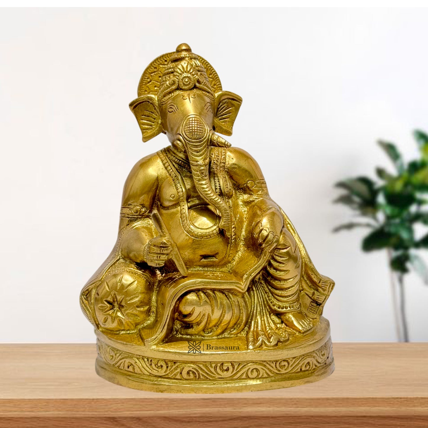 Brassaura™ Brass Ganesha Statue – Height 6.7 inches & Weight 1.74 kgs | Ganpati Murti for Home & Pooja Room