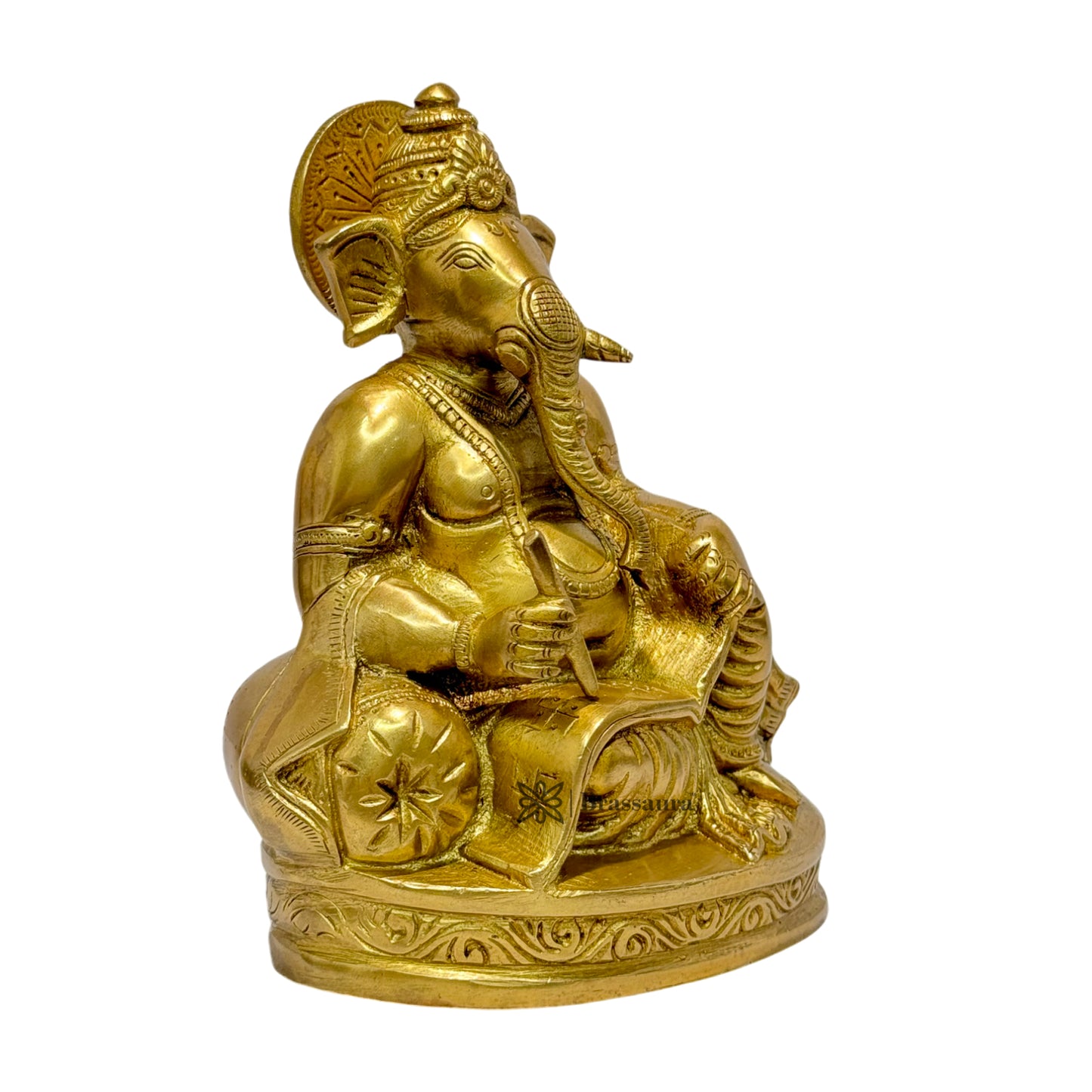 Brassaura™ Brass Ganesha Statue – Height 6.7 inches & Weight 1.74 kgs | Ganpati Murti for Home & Pooja Room