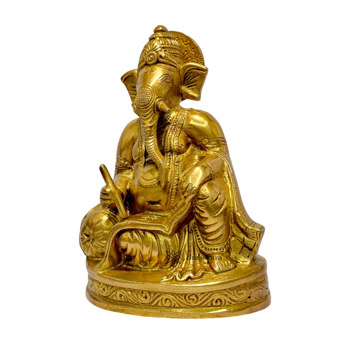 Brassaura™ Brass Ganesha Statue – Height 6.7 inches & Weight 1.74 kgs | Ganpati Murti for Home & Pooja Room