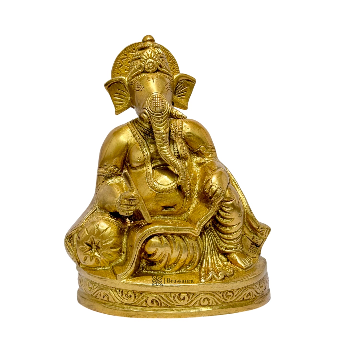 Brassaura™ Brass Ganesha Statue – Height 6.7 inches & Weight 1.74 kgs | Ganpati Murti for Home & Pooja Room