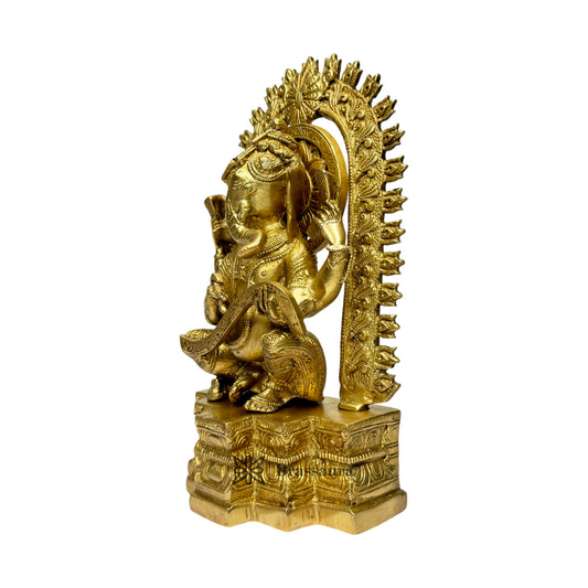 Brassaura™ Brass Ganesha Statue – Height 9.8 inches & Weight 2.73 kgs | Ganpati Murti for Home & Pooja Room