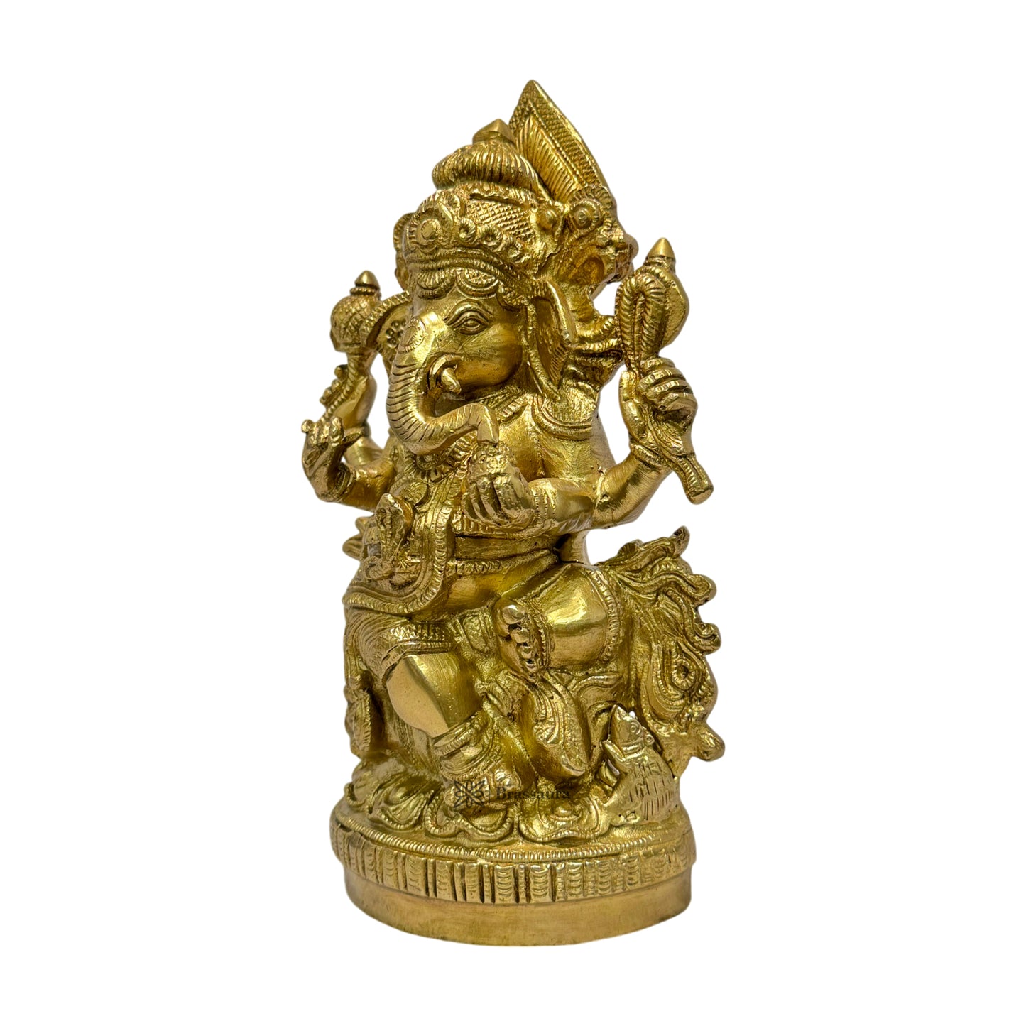 Brassaura™ Brass Ganesha Statue – Height 9.4 inches & Weight 3.17 kgs | Ganpati Murti for Home & Pooja Room