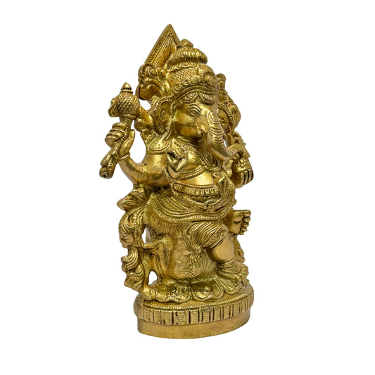 Brassaura™ Brass Ganesha Statue – Height 9.4 inches & Weight 3.17 kgs | Ganpati Murti for Home & Pooja Room