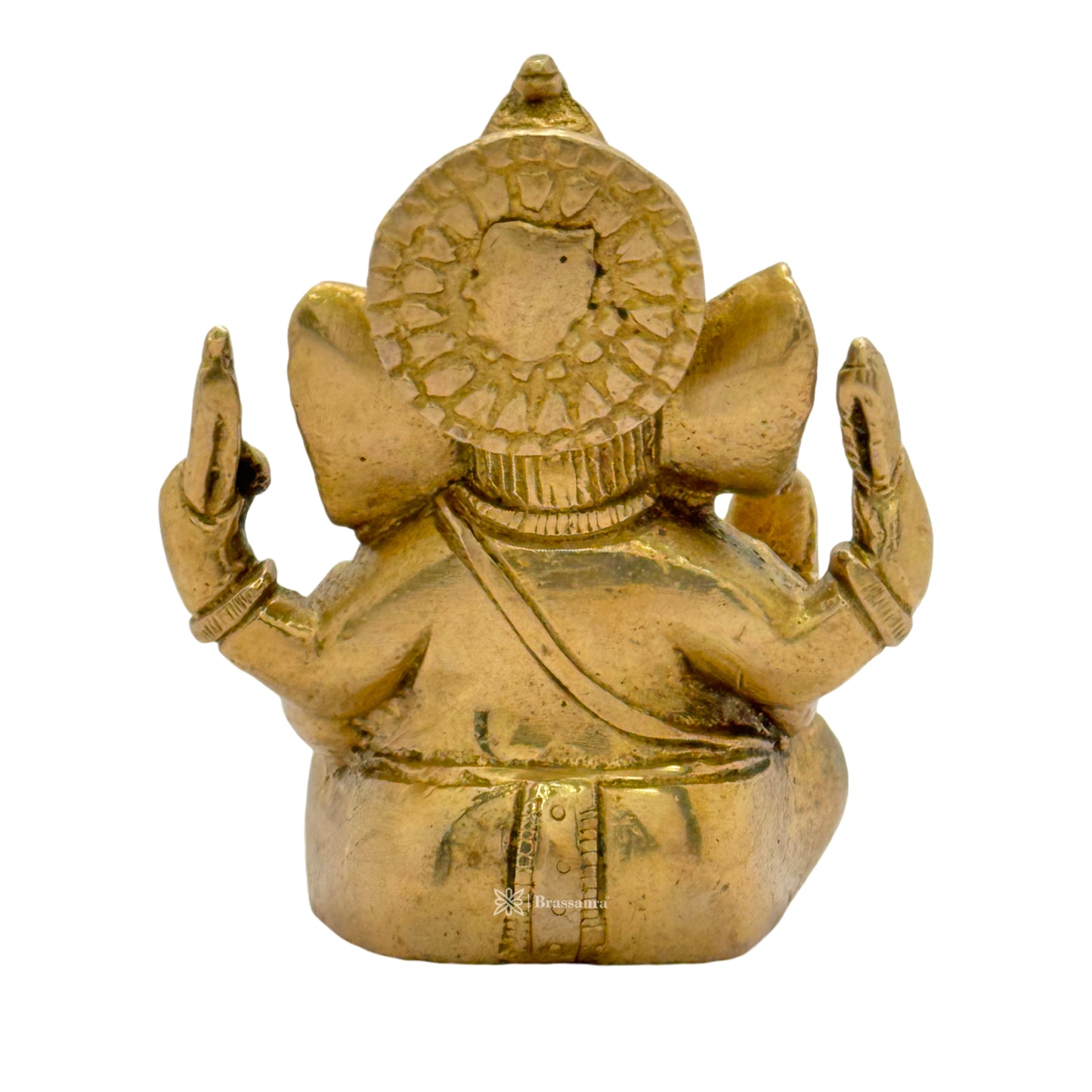 Brassaura™ Brass Golden Ganesha Statue – Height 3.5 inches & Weight 0.65 kgs | Ganpati Murti for Home & Pooja Room