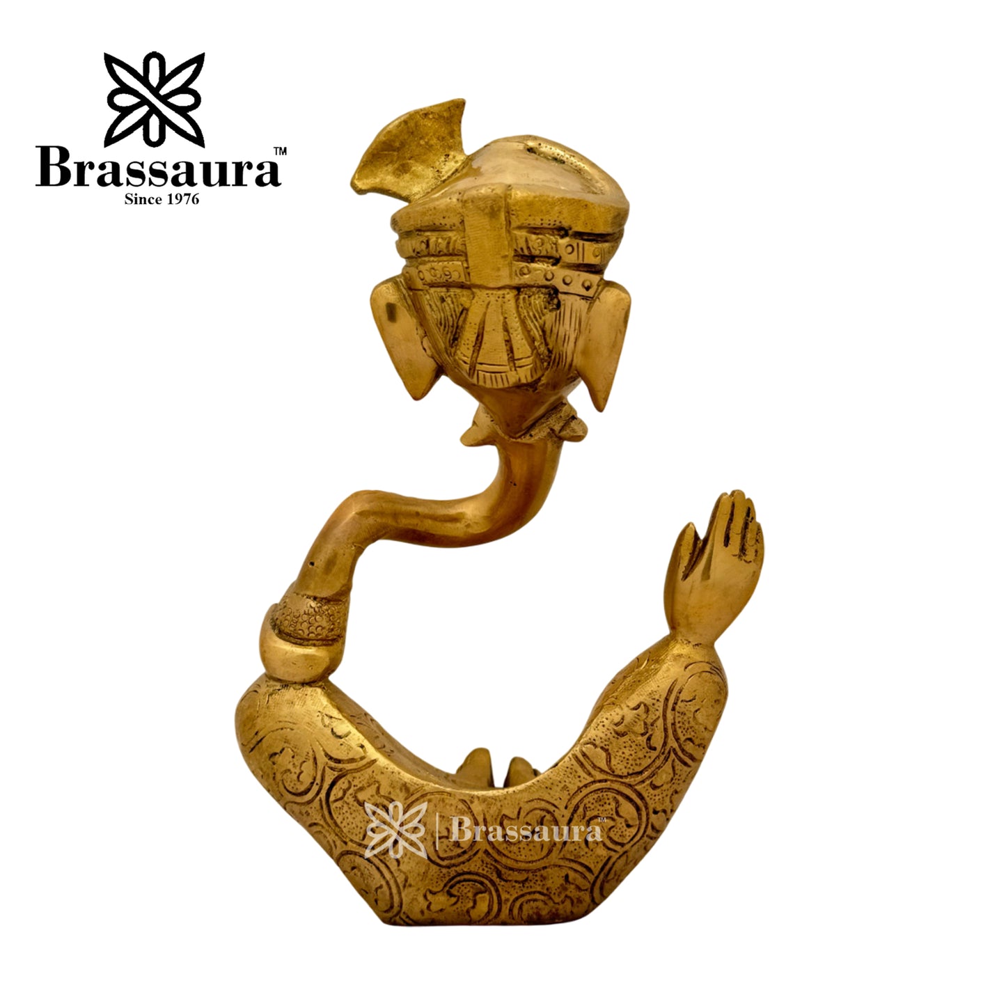 Brassaura™ Brass Modern Ganesha Idol for Home and Decor | Weight 3.3 Kgs | Height 10.04 Inches