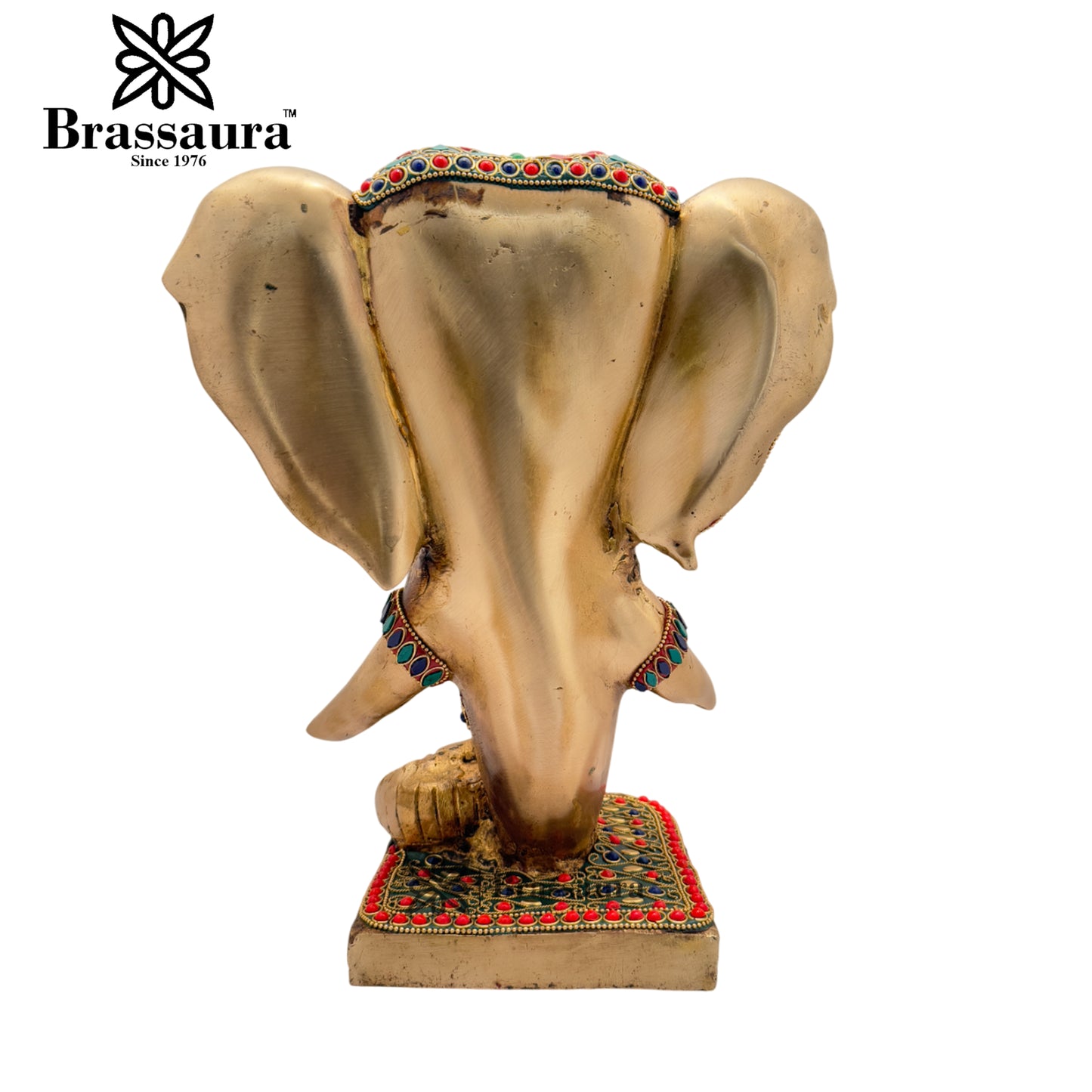 Brass Gem Stone Work Ganesha Weight 8.2 Kg & Height 12 Inch