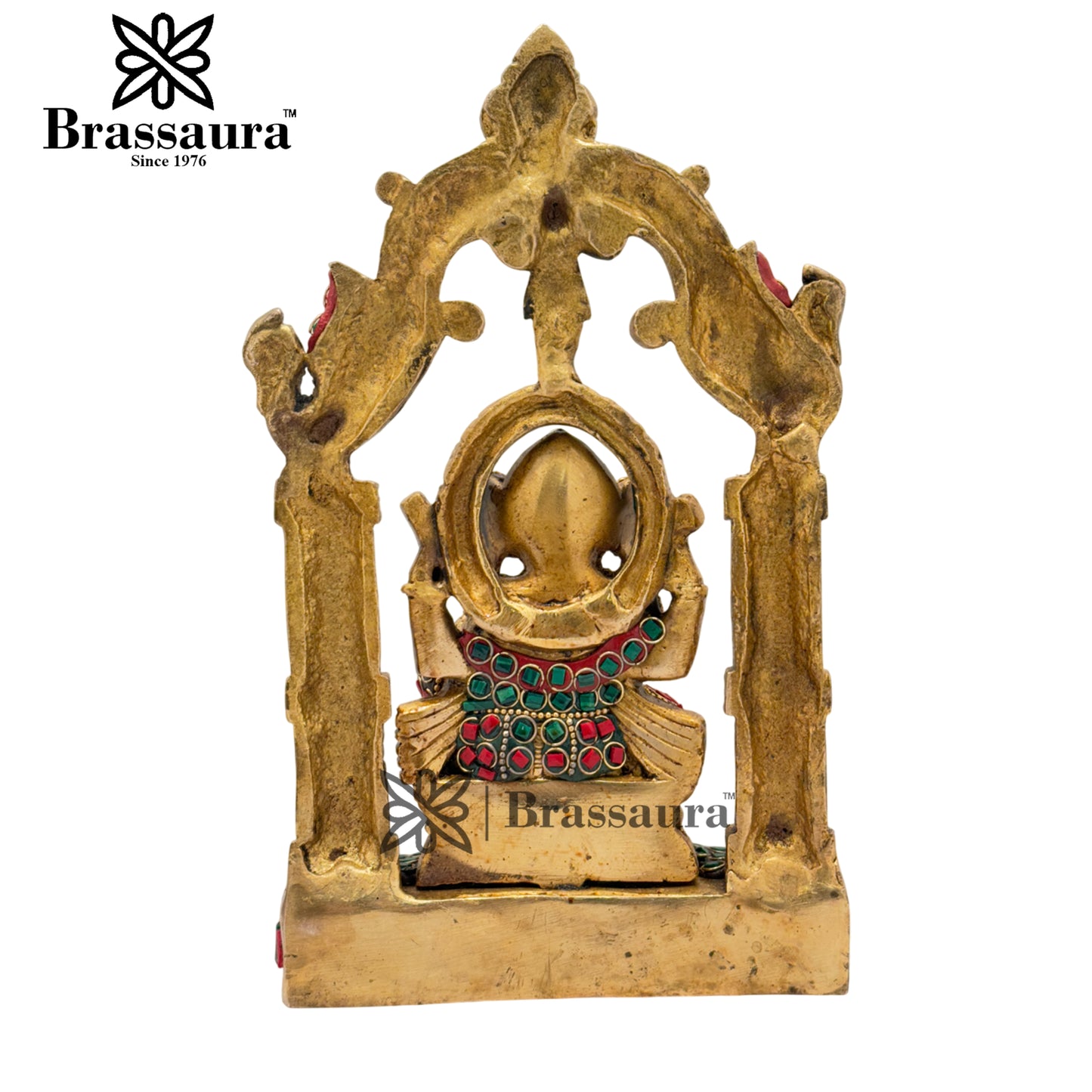 Brass Gem Stone Work Ganesha Weight 2.6 Kg & Height 9.5 Inch