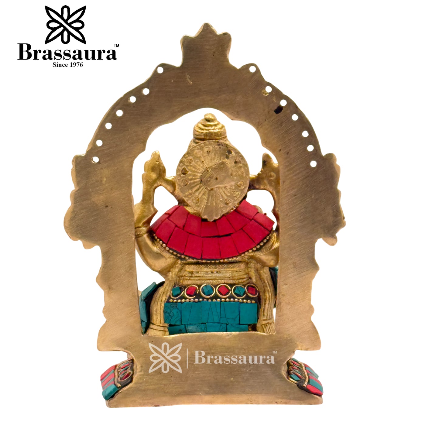 Brass Gem Stone Work Ganesha Weight 1.7 Kg & Height 6.5 Inch