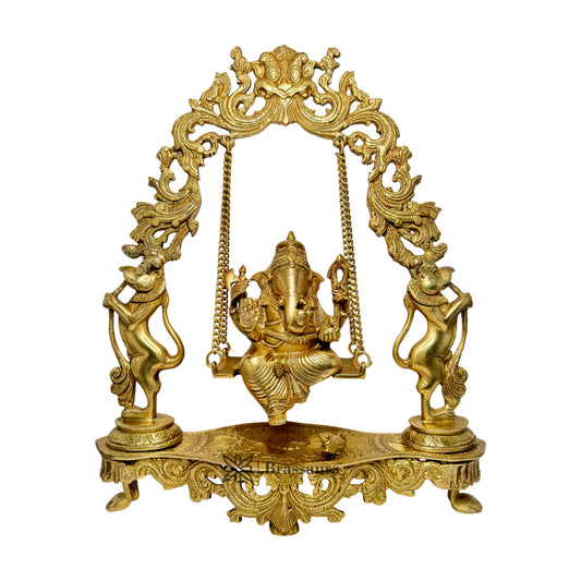 Brassaura™ Decorative Brass Ganesha Jhula for Home & Temple Décor | Height 17.3 Inches & Weight 7.45 Kgs