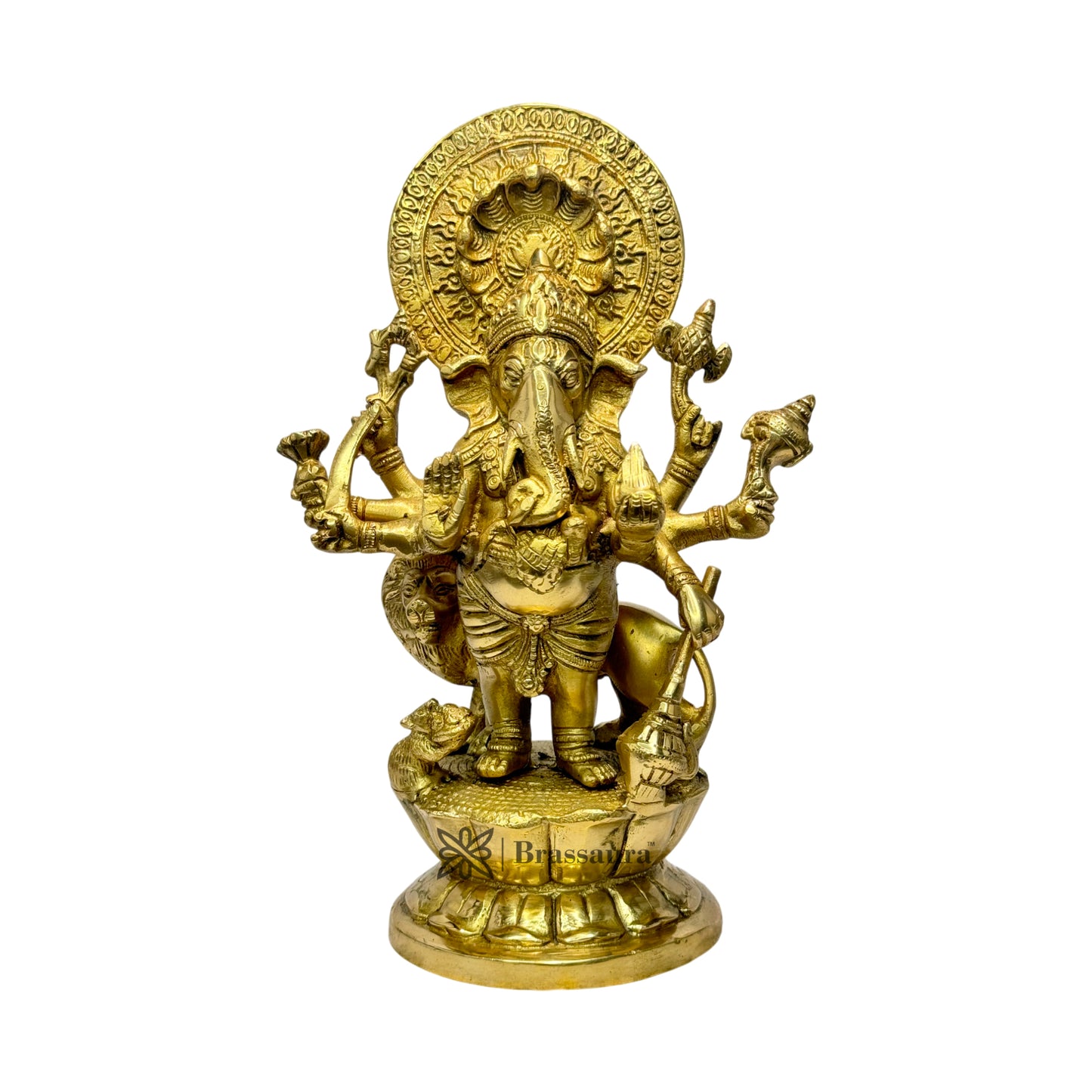 Brassaura™ Large Standing Ganesha Brass Statue – Height 12.91 inches | Weight 4 kgs