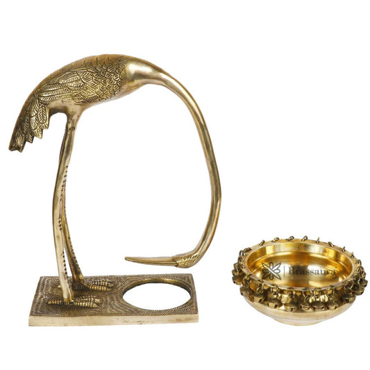 Brass Swan Pair Urli Statue For Home Decor Weight 6.3 Kg And Height 45.7 Cm