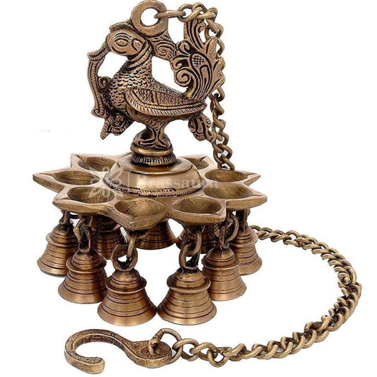 Brassaura™ Brass Wall Hanging Diya Statue For Home-Decor Weight 1.1 Kgs And Height 20.9 Inches