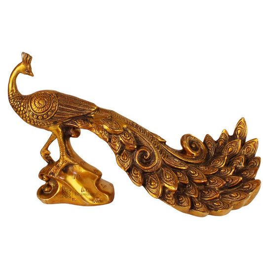 Brass Peacock Statue For Home Decor Weight 2.6 Kg And Height 20 Cm