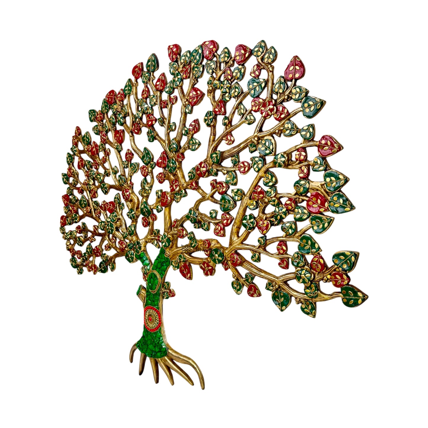 Brass Gem Stone Work Tree of Money for Home and Decor Weight 9 Kg Height 66 cm