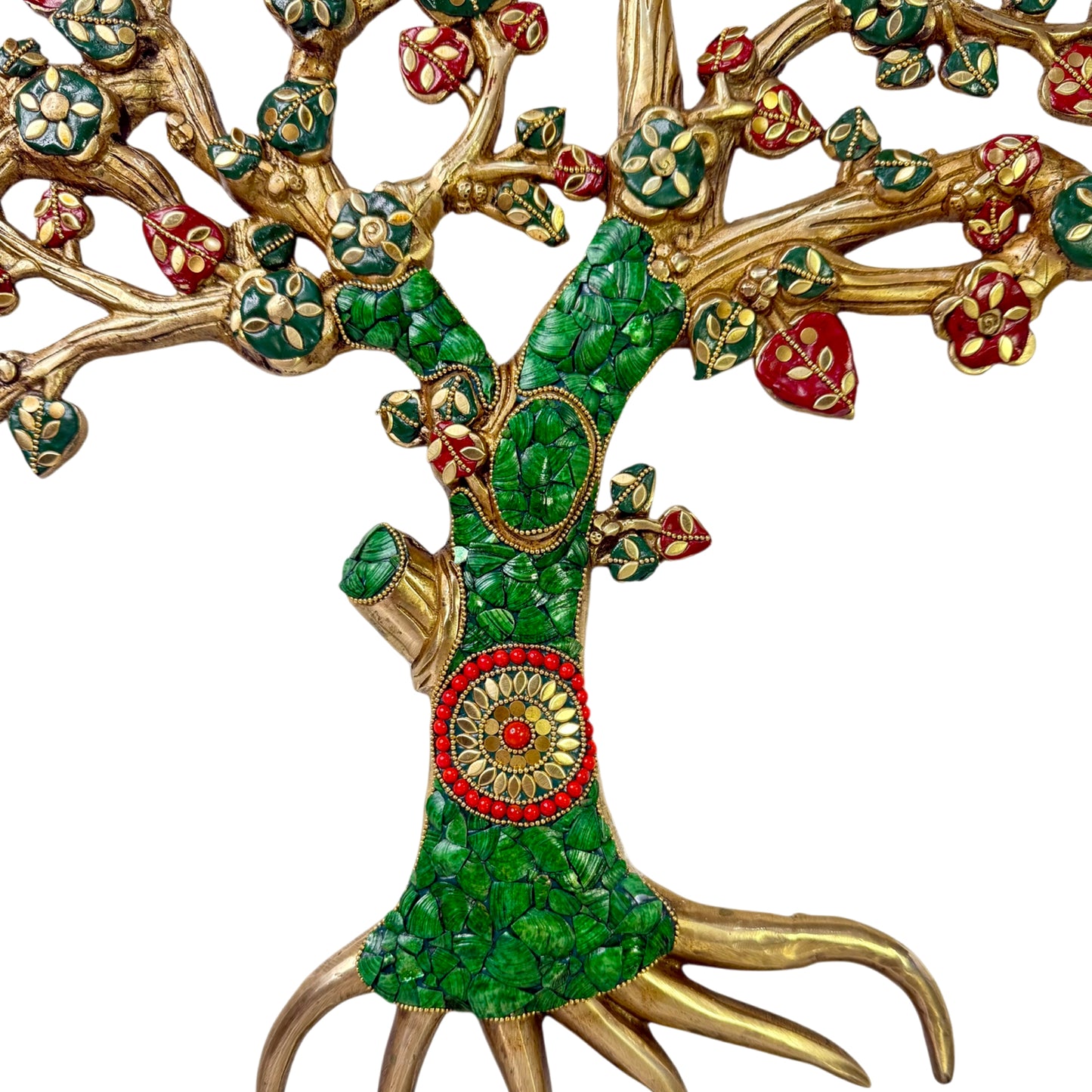 Brass Gem Stone Work Tree of Money for Home and Decor Weight 9 Kg Height 66 cm