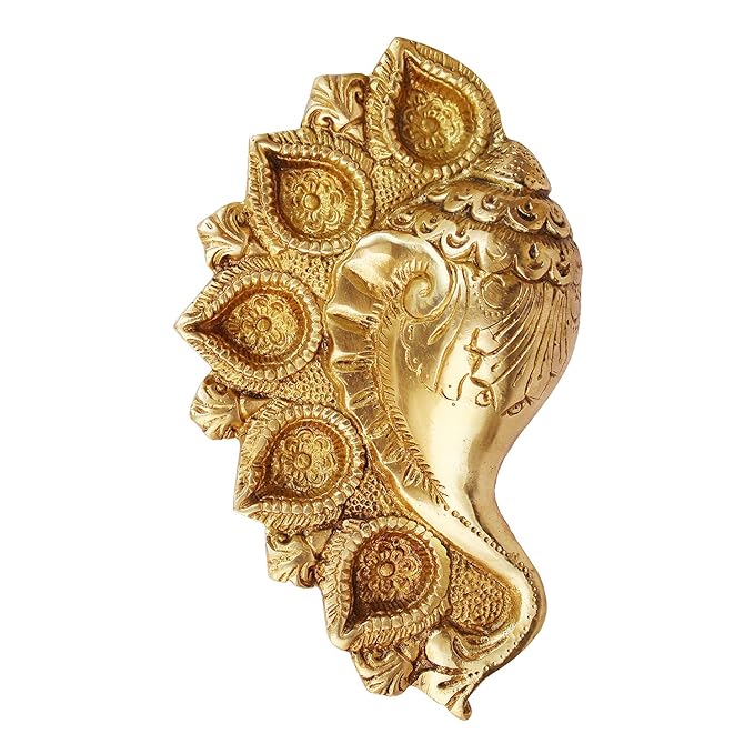 Brass Vishnu Diya Shank for Home and Decor Weight .8 Height 7 cm