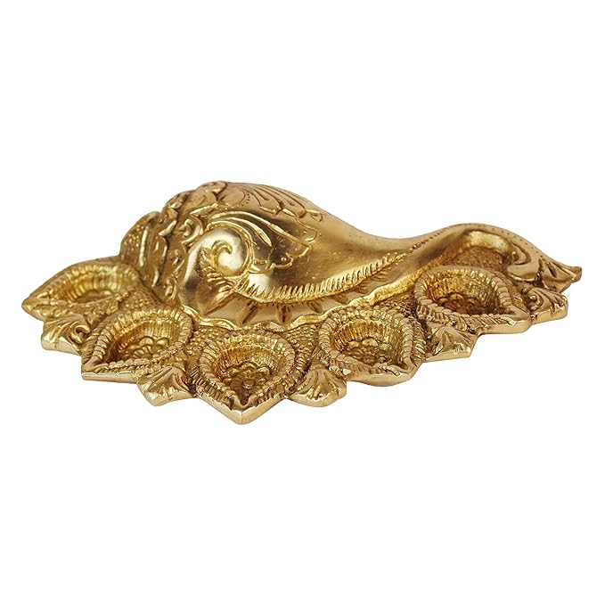 Brass Vishnu Diya Shank for Home and Decor Weight .8 Height 7 cm