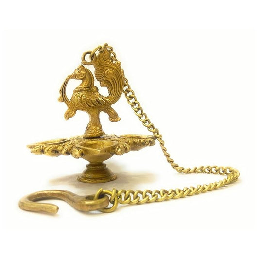 Brassaura® Brass Wall Hanging Diya Statue | Pure Superfine Brass Handcrafted Murti | Brass Statue for Home Temple, Pooja Room | Height 13 Inches | Weight 0.82 Kgs