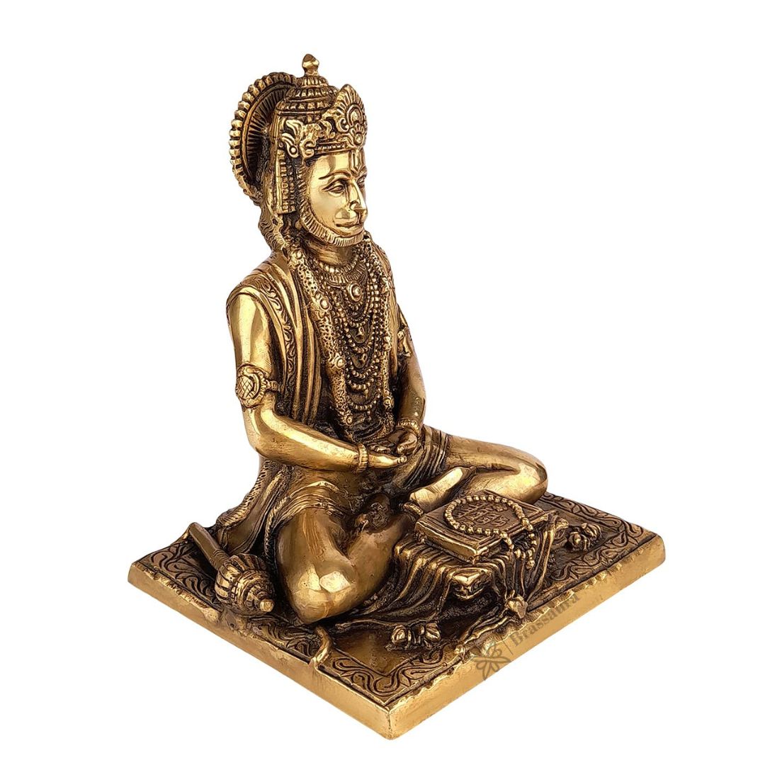 Brassaura™ Brass Hanuman Idol – Height 8 Inches & Weight 2.70 Kgs | Pooja & Temple Use
