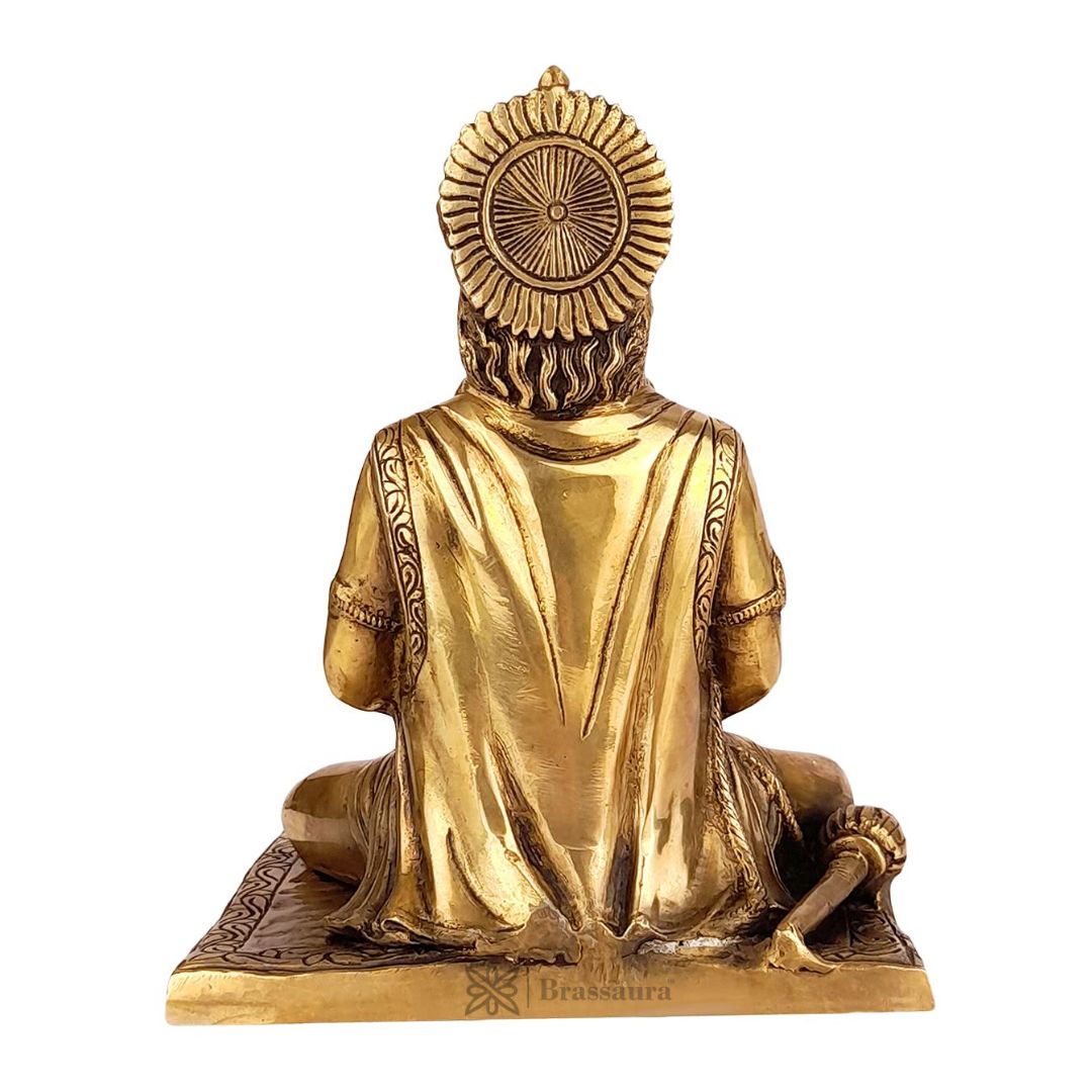 Brassaura™ Brass Hanuman Idol – Height 8 Inches & Weight 2.70 Kgs | Pooja & Temple Use