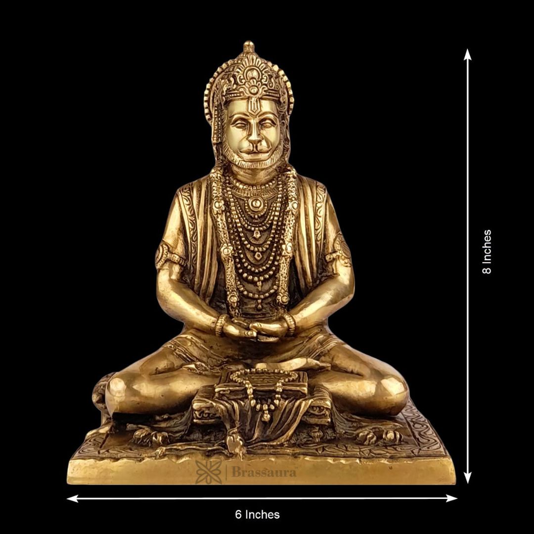 Brassaura® Brass Hanuman Idol – Height 8 Inches | Pooja & Temple Use