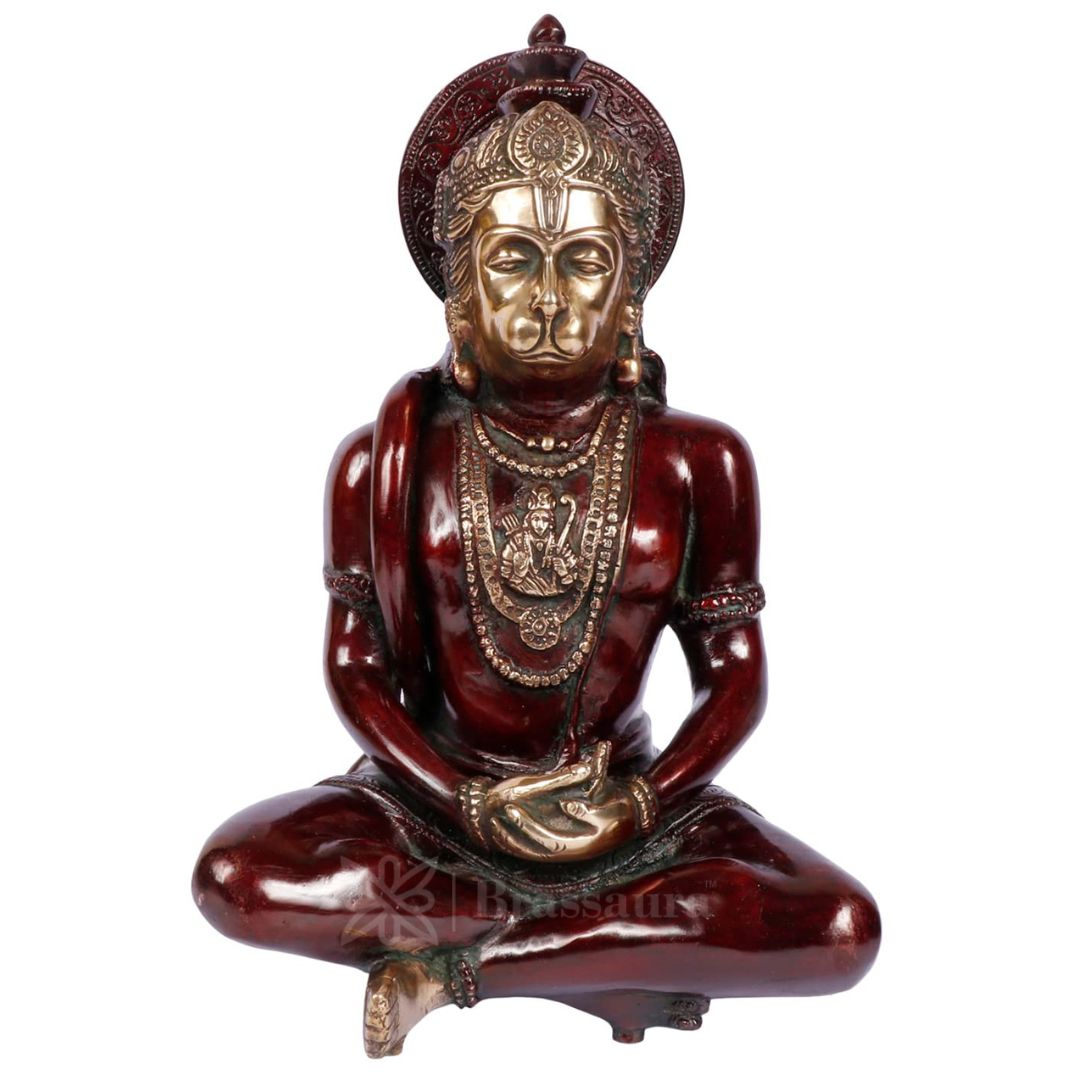 Brass Sankat Mochan Hanuman Statue For Home Decor Weight 4.8 Kg And Height 30 Cm