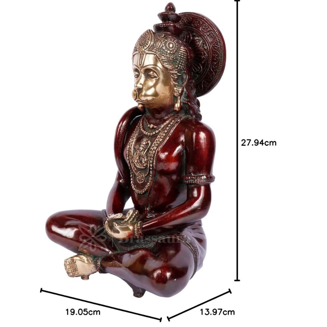 Brass Sankat Mochan Hanuman Statue For Home Decor Weight 4.8 Kg And Height 30 Cm