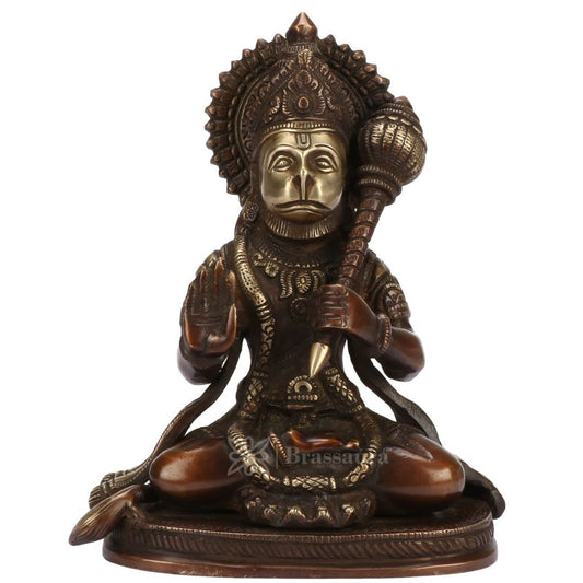 Brassaura™ Brass Hanuman Idol – Height 9.2 Inches & Weight 2.7 Kgs | Divine Gifting