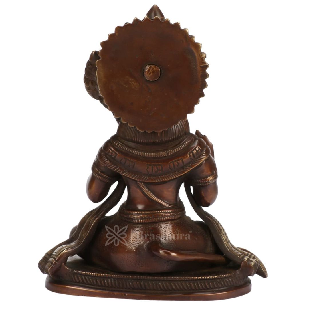 ब्रासुर्रा™ पीतल हनुमान मूर्ति - ऊंचाई 9.2 इंच और वज़न 2.7 किग्रा | दिव्य उपहार