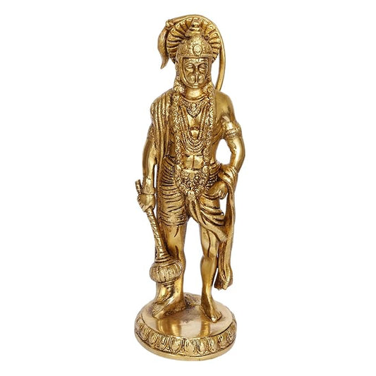 Brassaura™ Brass Hanuman Murti with Intricate Design – Height 13.2 Inches & Weight 2.2 Kgs