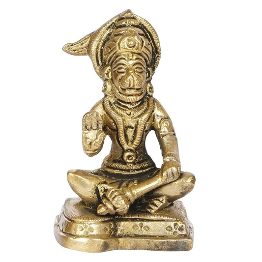 Brassaura™ Brass Hanuman Murti for Home Temple – Height 4.4 Inches & Weight 0.25 Kgs
