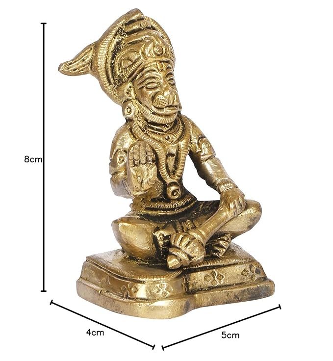 Brassaura™ Brass Hanuman Murti for Home Temple – Height 4.4 Inches & Weight 0.25 Kgs
