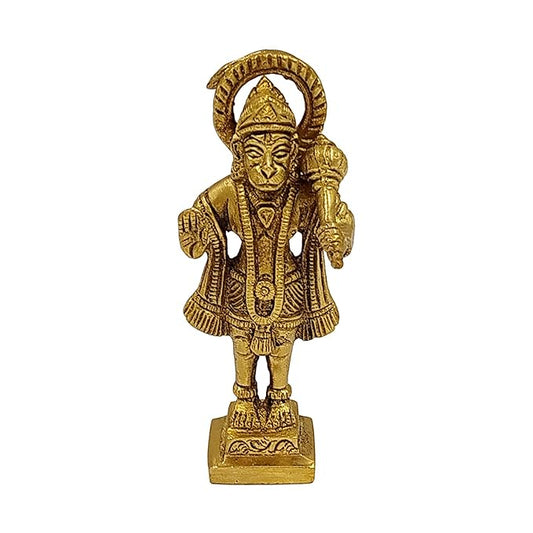 Brassaura™ Compact Brass Hanuman Murti – Height 5.6 Inches & Weight 0.3 Kgs | Pooja Room