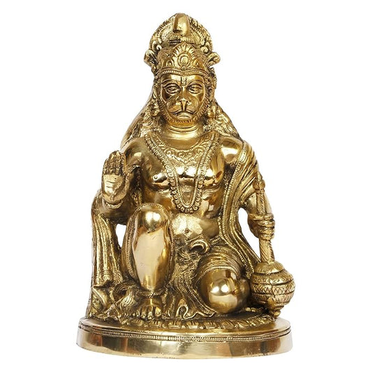 Brassaura™ Handcrafted Brass Hanuman Murti – Height 10.8 Inches & Weight 3.5 Kgs | Festive Use