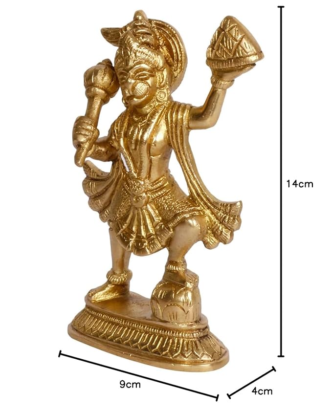 Brassaura™ Brass Hanuman Idol – Height 6.8 Inches & Weight 0.62 Kgs | Divine Gifting