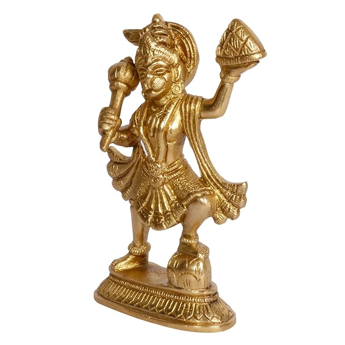 Brassaura™ Brass Hanuman Idol – Height 6.8 Inches & Weight 0.62 Kgs | Divine Gifting